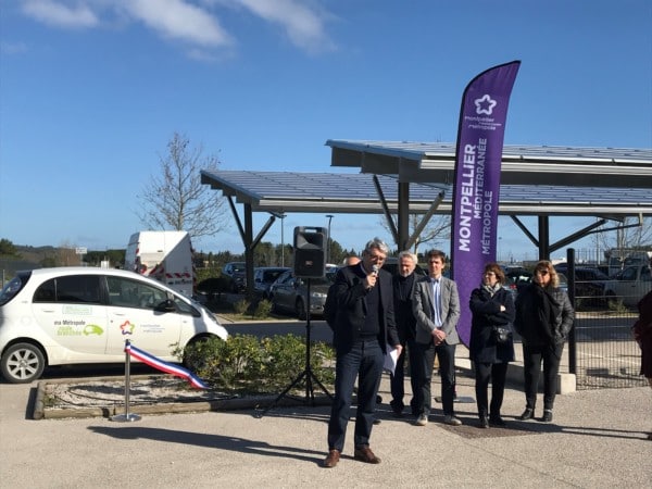 Inauguration des ombrières de parking de la piscine Poséidon.