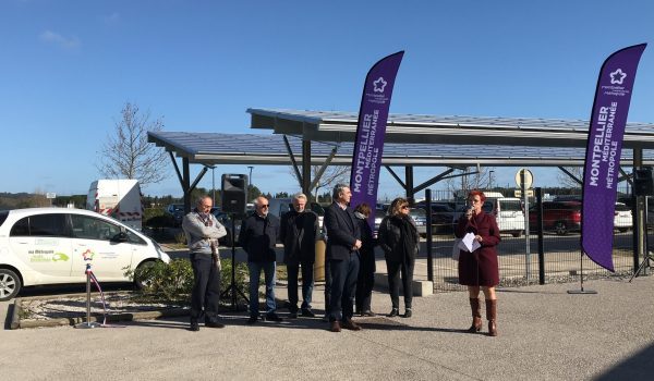 Inauguration des ombrières de parking de la piscine Poséidon.